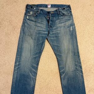 PRPS Barracuda Distressed Relaxed Fit Blue Jeans (size 34)